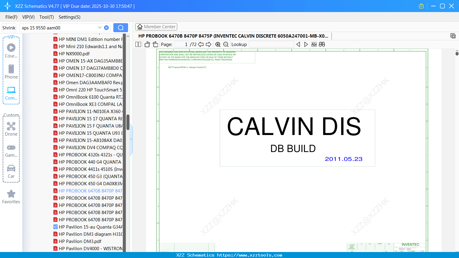 Laptop HP PROBOOK 6470B 8470P 8475P (INVENTEC CALVIN DISCRETE 6050A247001-MB-X01)
